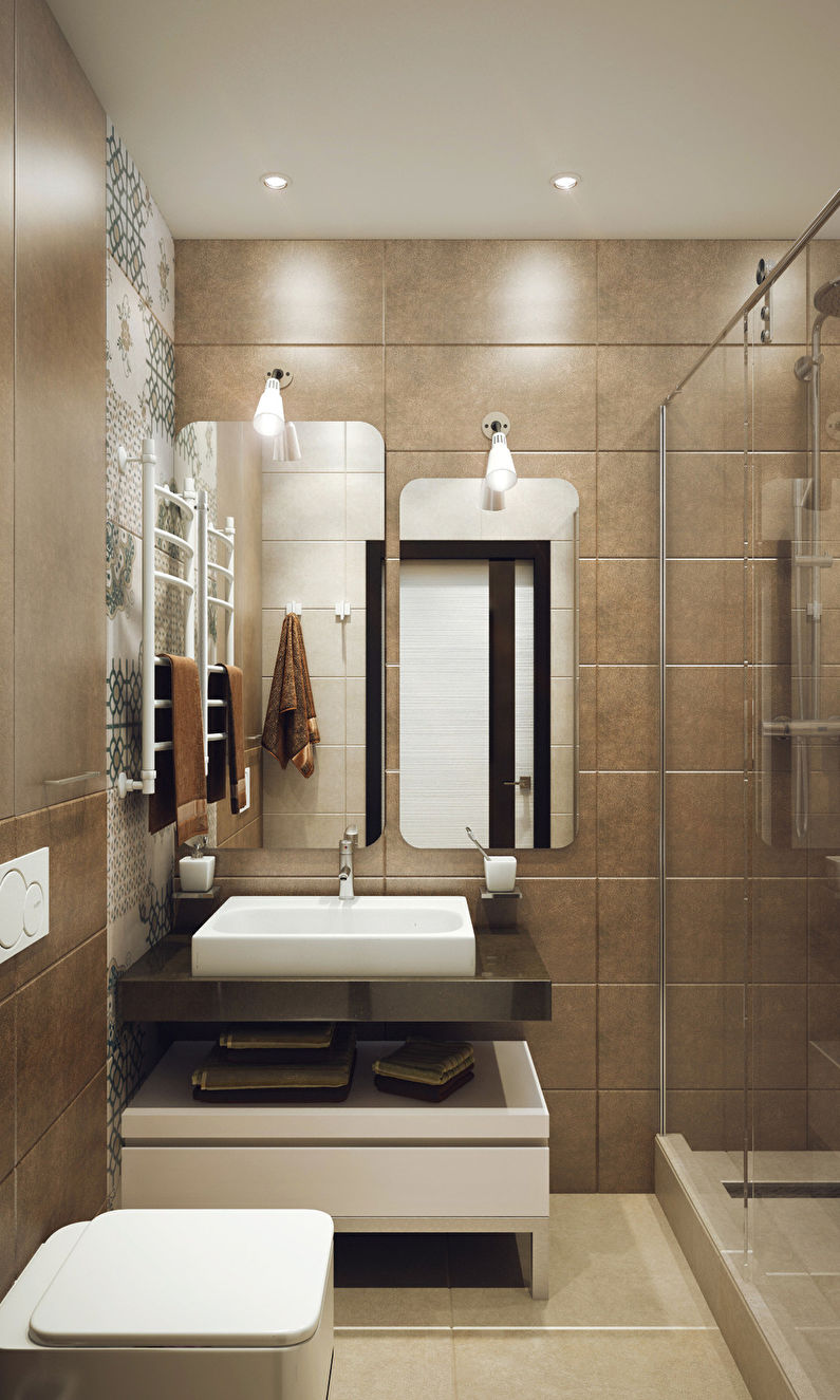 Interior design of a bathroom in Khrushchev