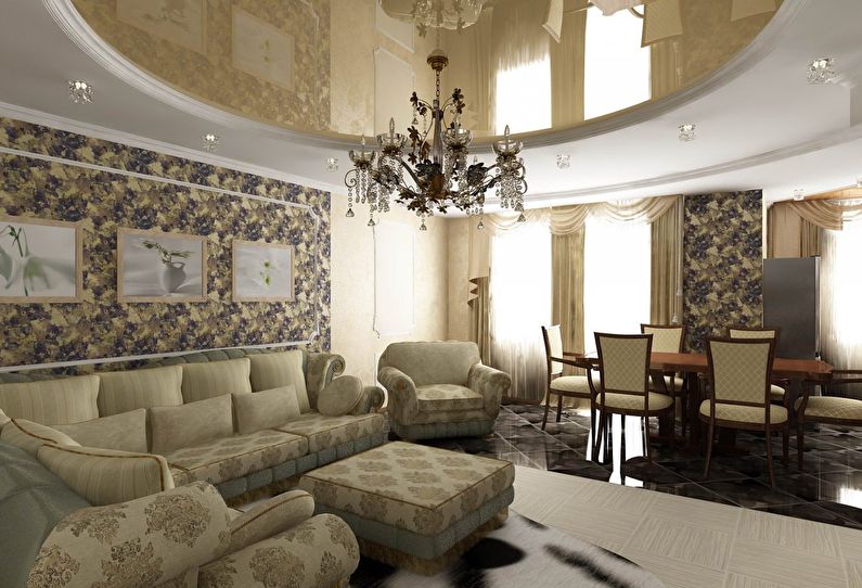 Two-level suspended ceilings in the hall