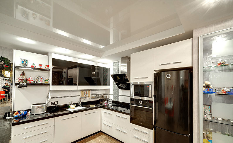 Two-level stretch ceilings in the kitchen