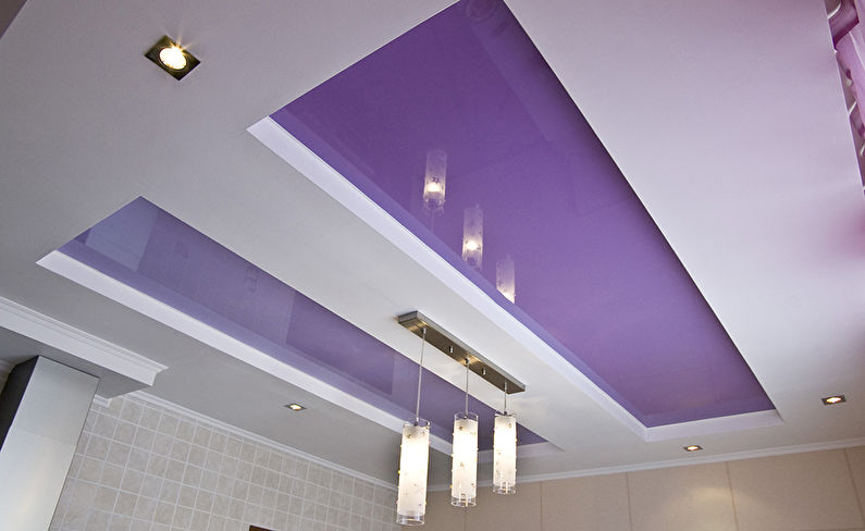 Two-level stretch ceilings in the kitchen