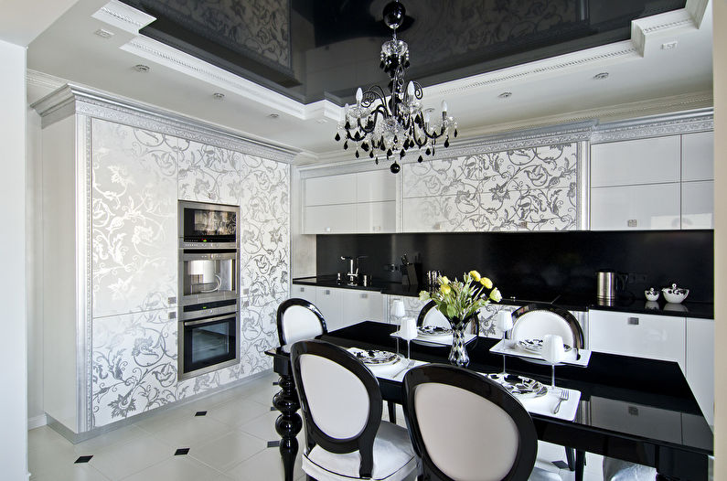 Two-level stretch ceilings in the kitchen