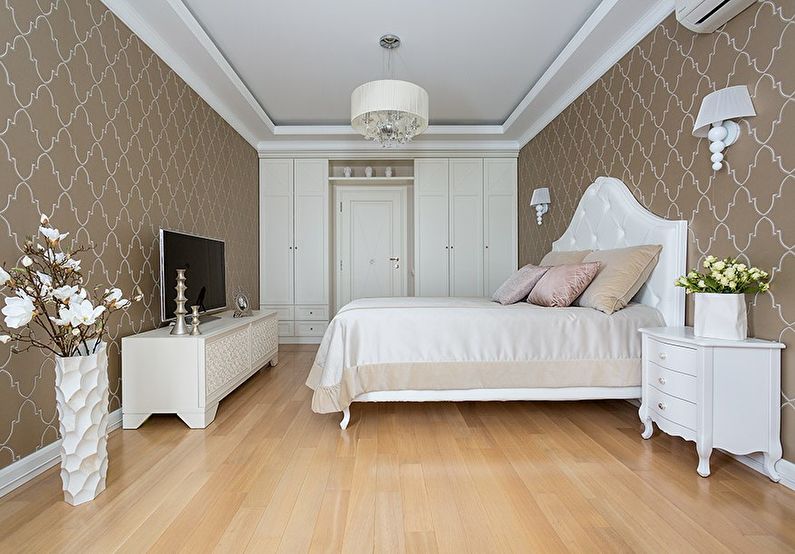 Two-level suspended ceilings in the bedroom