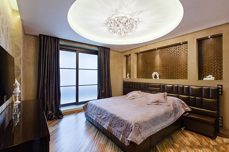 Two-level suspended ceilings in the bedroom