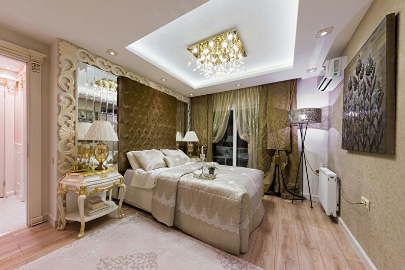 Two-level suspended ceilings in the bedroom
