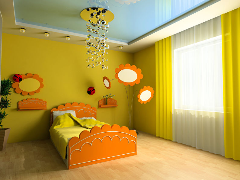 Two-level stretch ceilings in the children's room