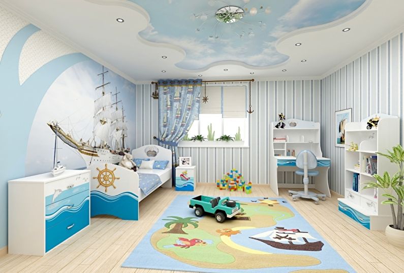 Two-level stretch ceilings in the children's room