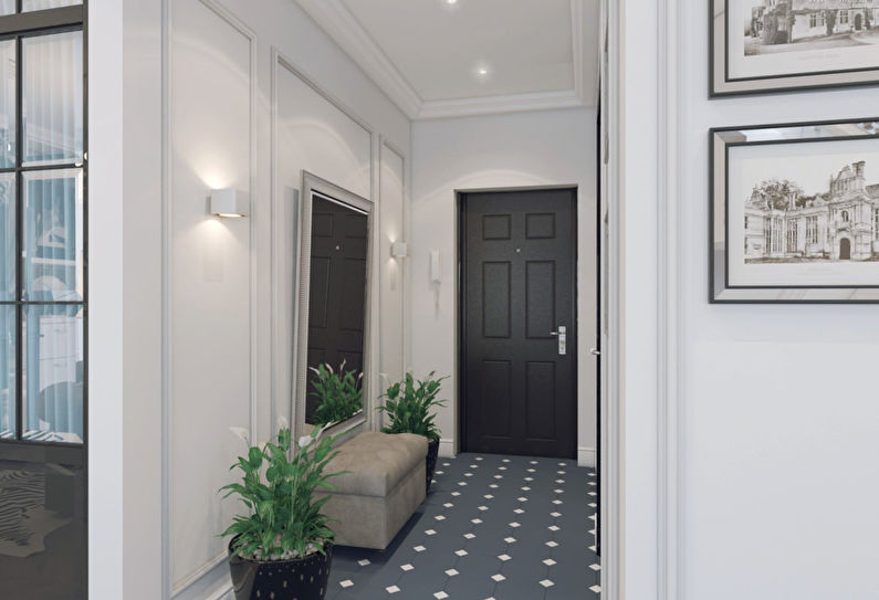 Liten hall i vit - inredning