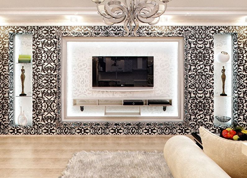 Niche untuk TV eternit dengan lampu latar
