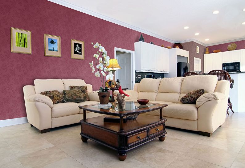 Cullets in the interior of the living room and kitchen