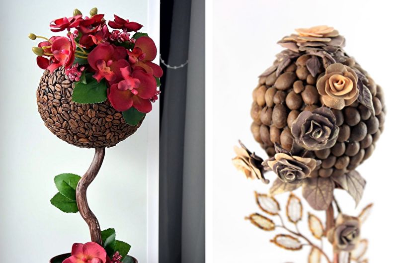 Coffee Topiary Ideas - Tree with Flowers