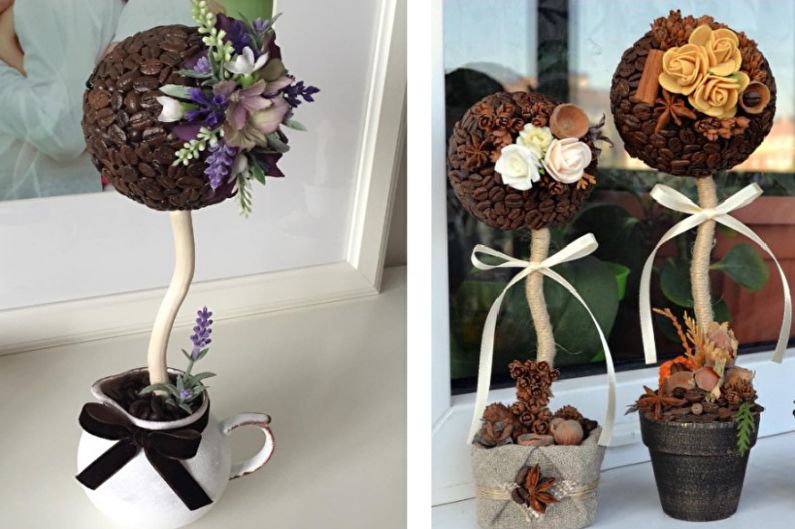 Coffee Topiary Ideas - Tree with Flowers