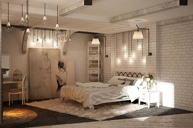 Design d'intérieur de chambre de style loft - photo
