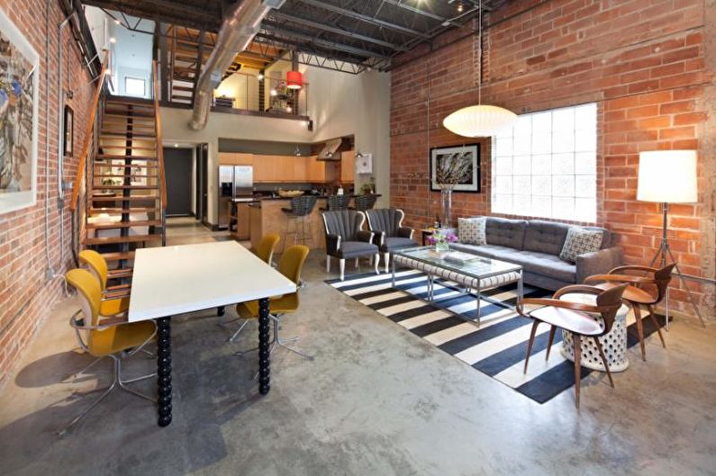 Design d'intérieur de salon de style loft - photo