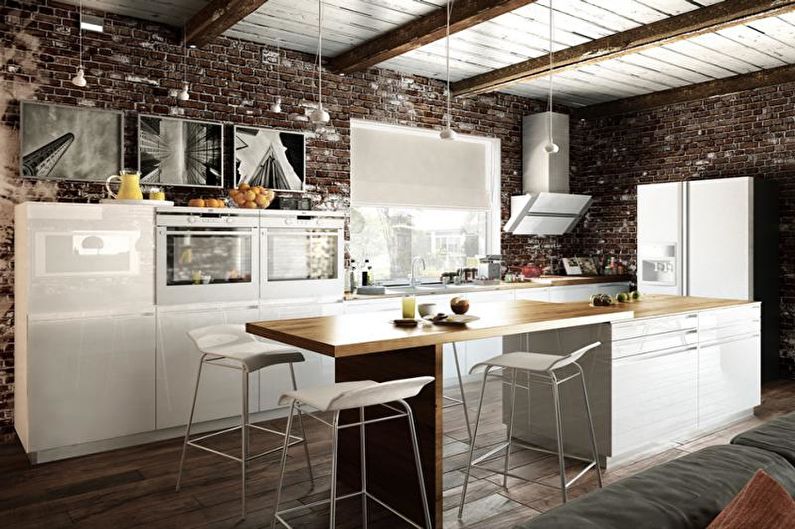 Cuisine design d'intérieur dans le style loft - photo