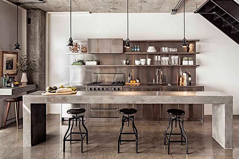 Cuisine design d'intérieur dans le style loft - photo
