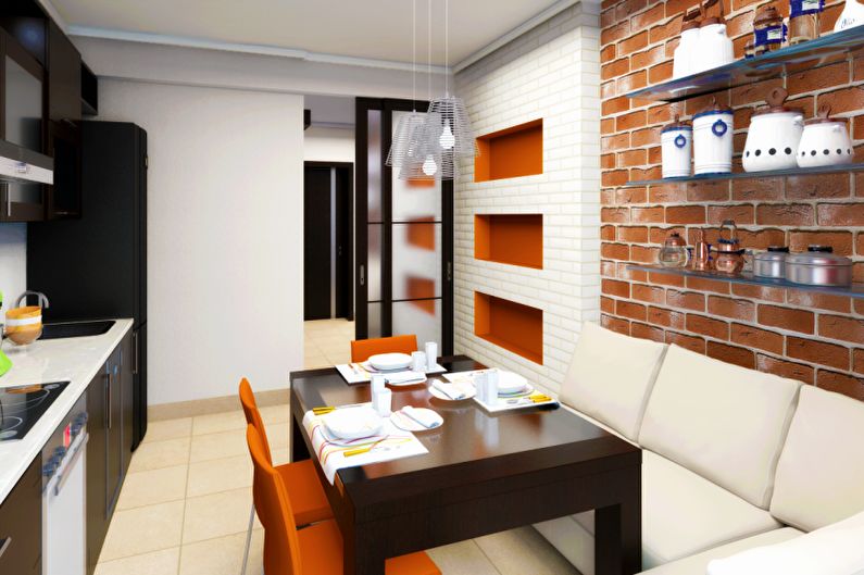 Cuisine design d'intérieur dans le style loft - photo
