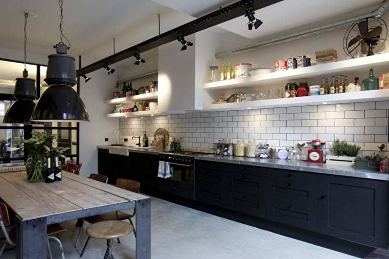 Cuisine design d'intérieur dans le style loft - photo