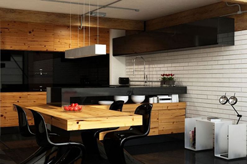 Cuisine design d'intérieur dans le style loft - photo