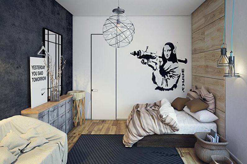 Aménagement intérieur d'une chambre d'enfant dans le style loft - photo