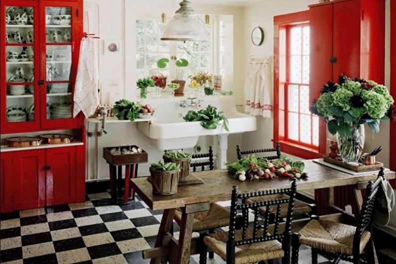 Red kitchen-dining room - Interior Design
