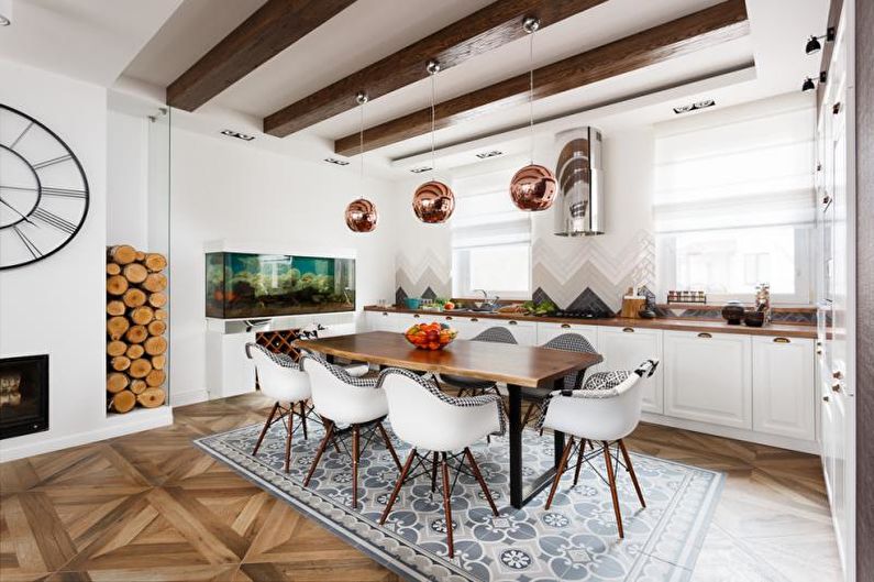 Interior design of the kitchen-dining room - photo