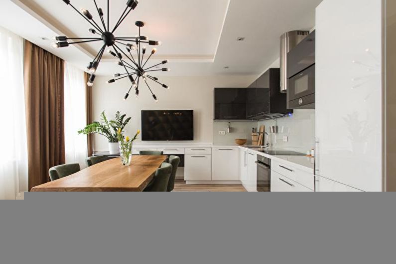 Interior design of the kitchen-dining room - photo