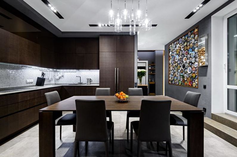 Interior design of the kitchen-dining room - photo