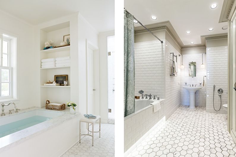 White bathroom in classic style - Interior Design