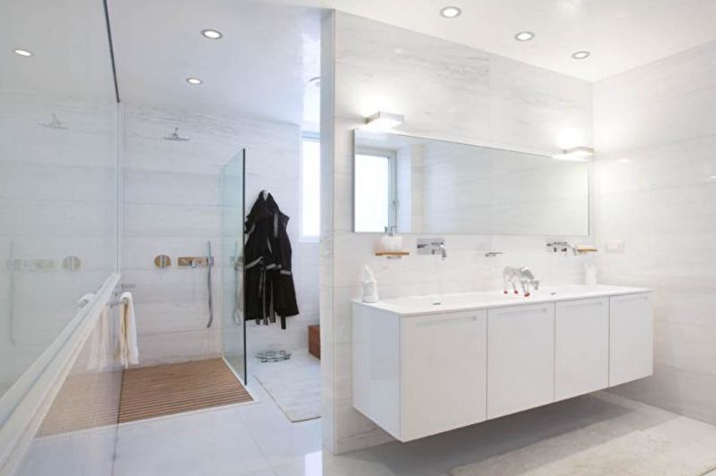 Interior design of a white bathroom - photo