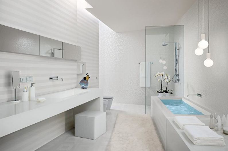 Interior design of a white bathroom - photo