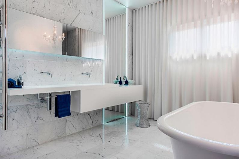 Interior design of a white bathroom - photo