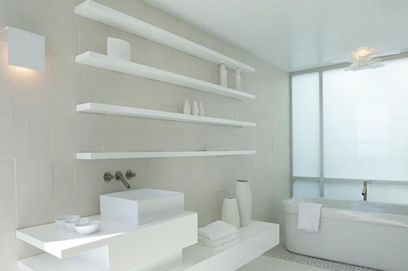 Interior design of a white bathroom - photo