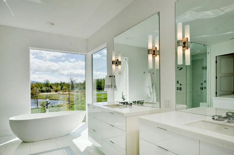 Interior design of a white bathroom - photo