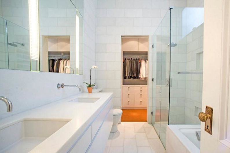 Interior design of a white bathroom - photo