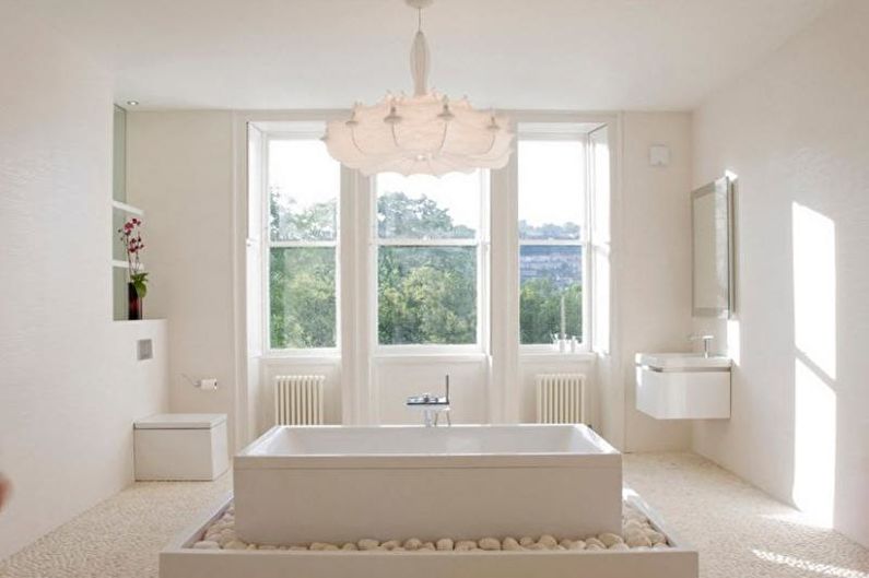 Interior design of a white bathroom - photo