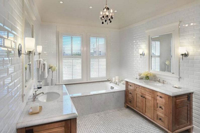 Interior design of a white bathroom - photo