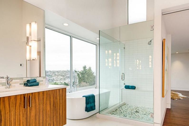 Interior design of a white bathroom - photo