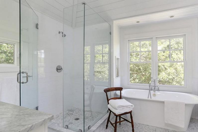 Interior design of a white bathroom - photo