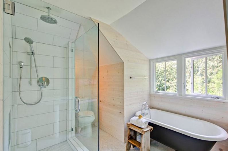 Interior design of a white bathroom - photo