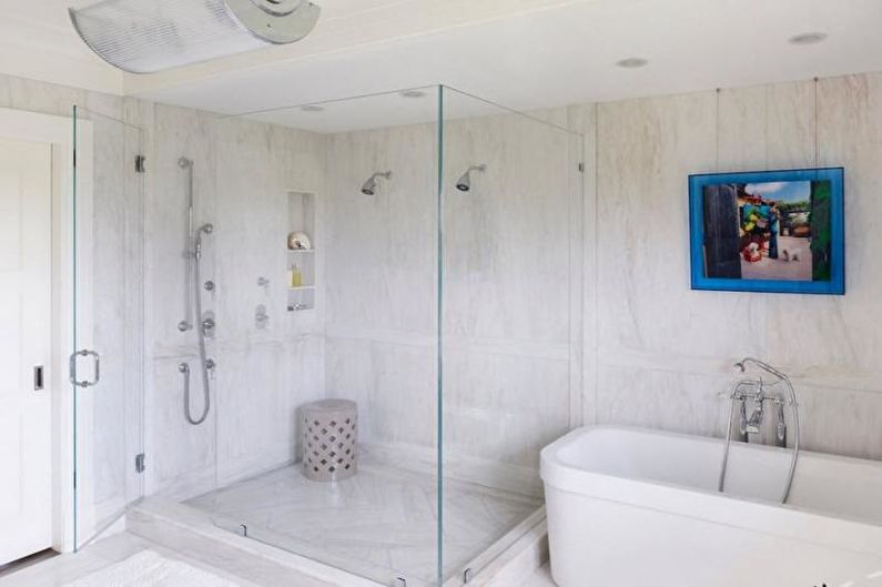 Interior design of a white bathroom - photo