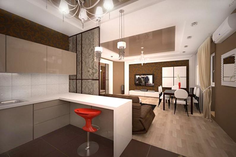 Interior design of a kitchen studio - photo