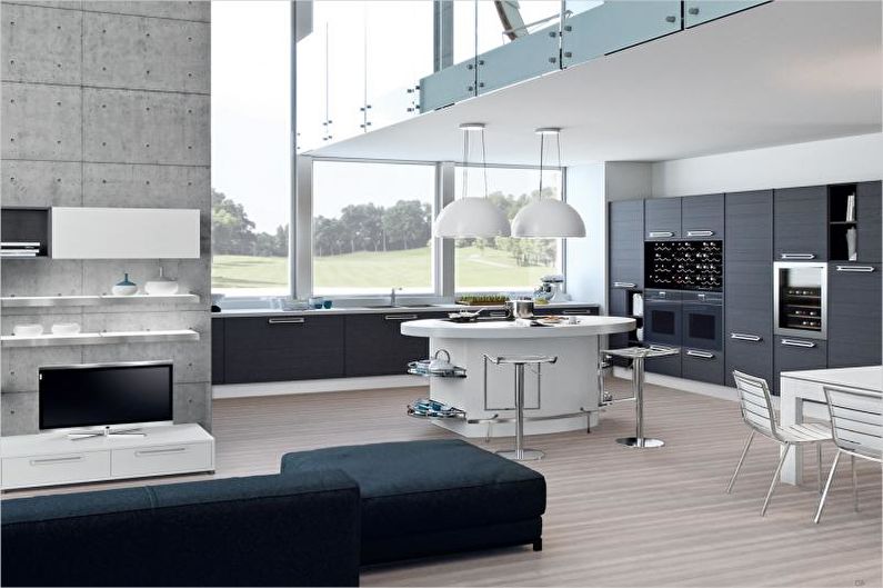 Interior design of a kitchen studio - photo