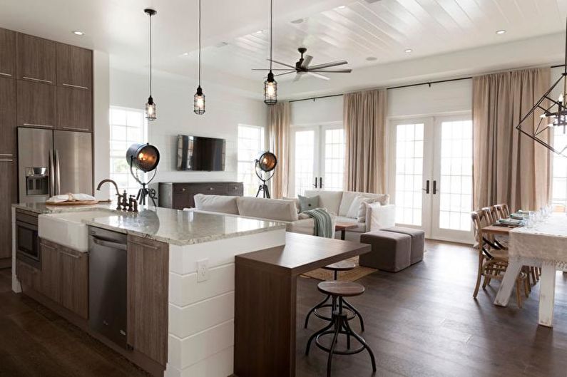 Interior design of a kitchen studio - photo