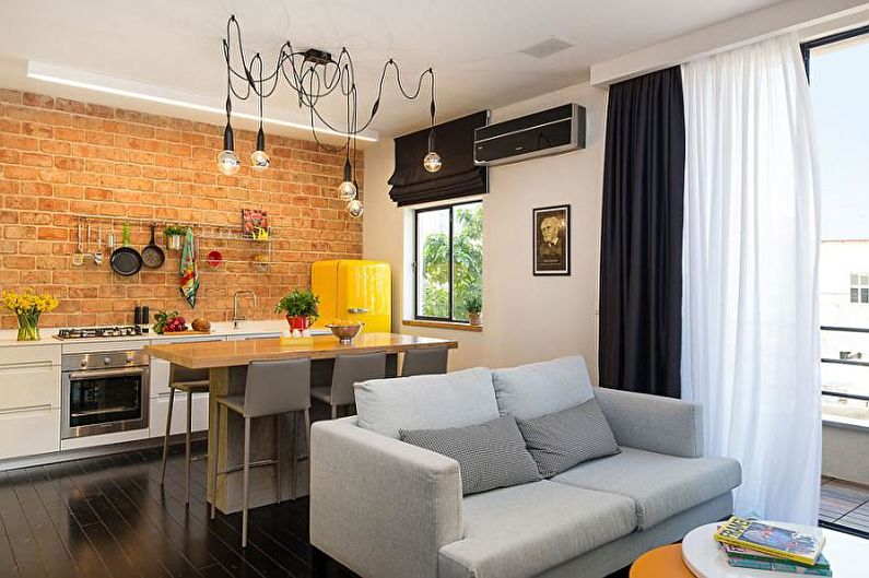 Interior design of a kitchen studio - photo