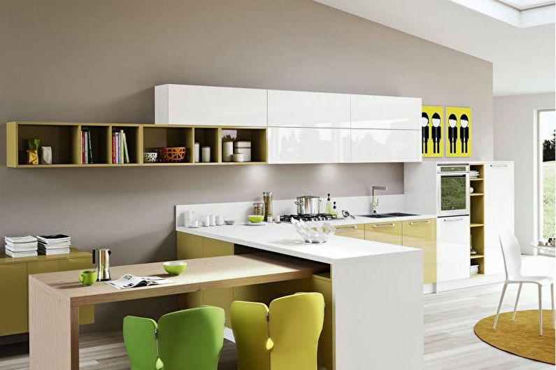 Interior design of a kitchen studio - photo
