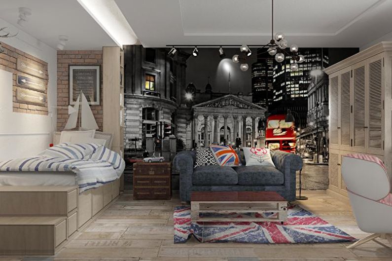 Loft Style Teenage Boy Room - Interior Design