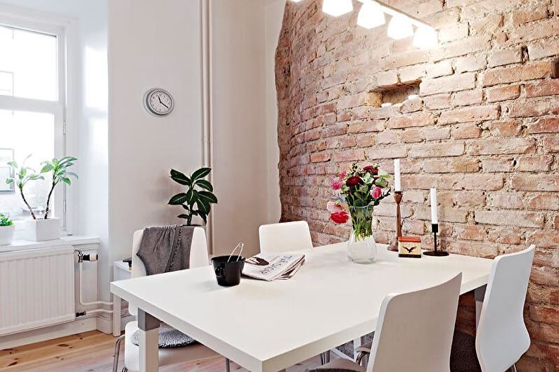 Brick wall in the interior of the kitchen - photo
