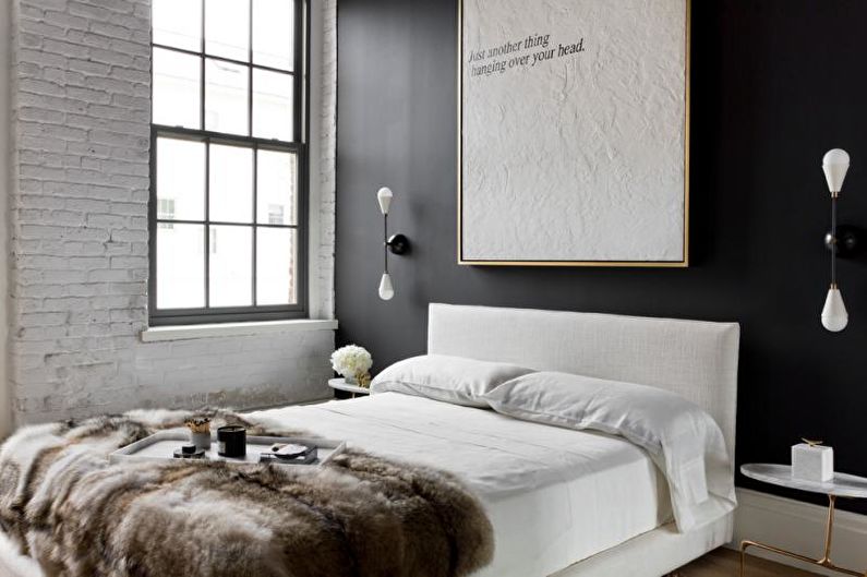 Brick wall in bedroom interior - photo