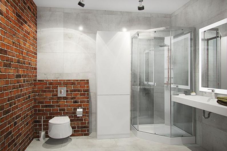 Brick wall in the interior of the bathroom - photo