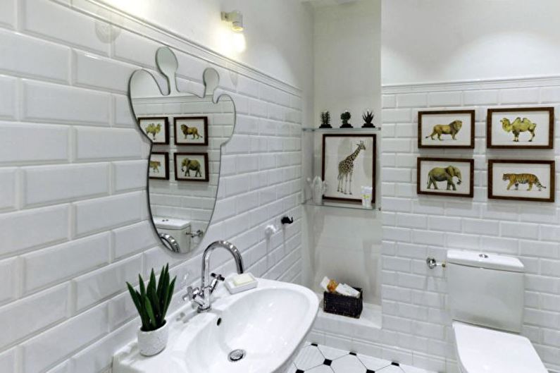 Brick wall in the interior of the bathroom - photo
